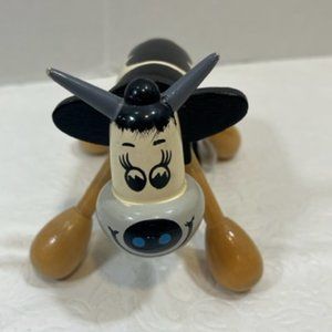 Black & White Wooden 4 Leg Toy Cow Figurine Massager 3.75"x5" Collectible